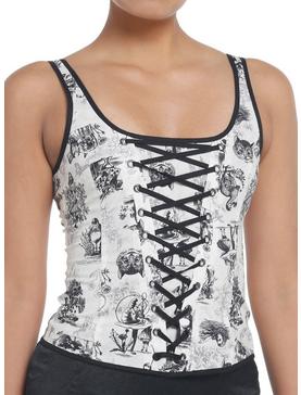 Thorn & Fable Through The Looking Glass Sketch Girls Corset Top, , hi-res