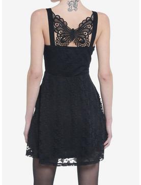 Cosmic Aura Black Butterfly Lace-Up Skater Dress, , hi-res