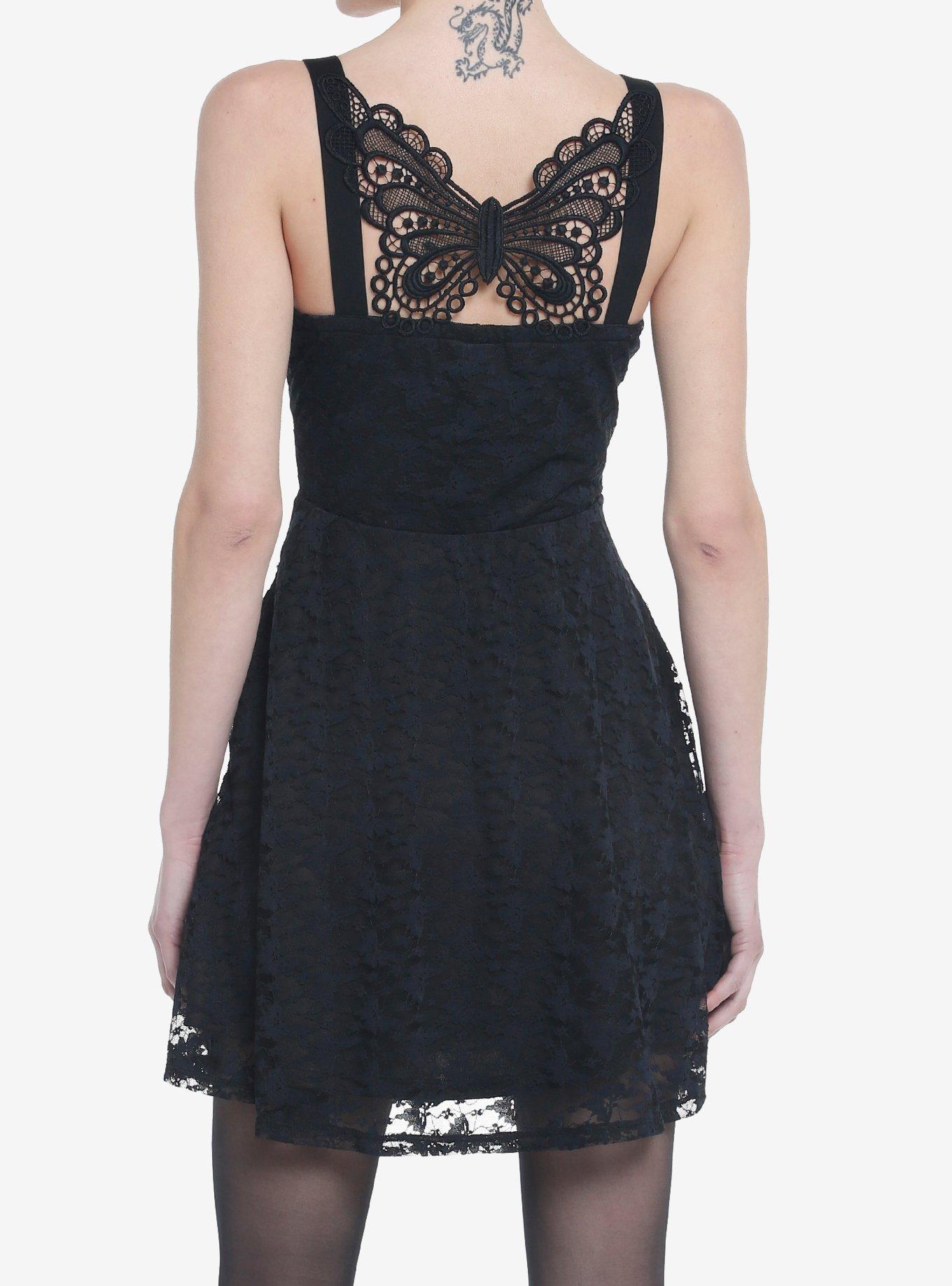 Cosmic Aura Black Butterfly Lace-Up Skater Dress | Hot Topic