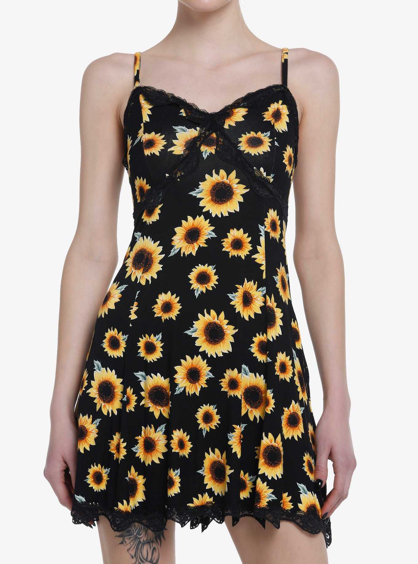 Sunflowers & Lace Slip Dress, , hi-res