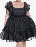 Thorn & Fable Black Organza Tiered Dress Plus Size, BLACK, hi-res