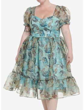 Thorn & Fable The Birth Of Venus Mesh Puff Sleeve Dress Plus Size, MULTI, hi-res