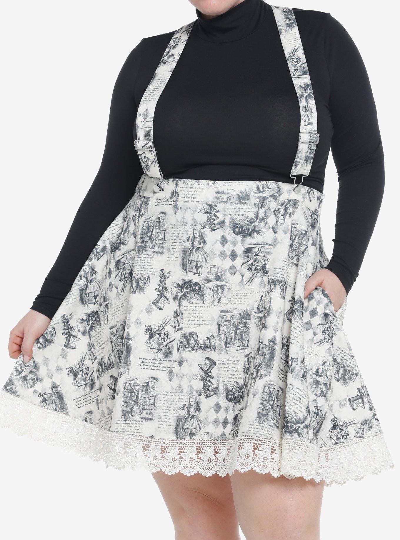 Thorn & Fable Through The looking Glass Art Suspender Skirt Plus Size, MULTI, hi-res