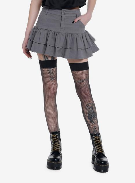 Social Collision Grey Ruffle Skirt | Hot Topic