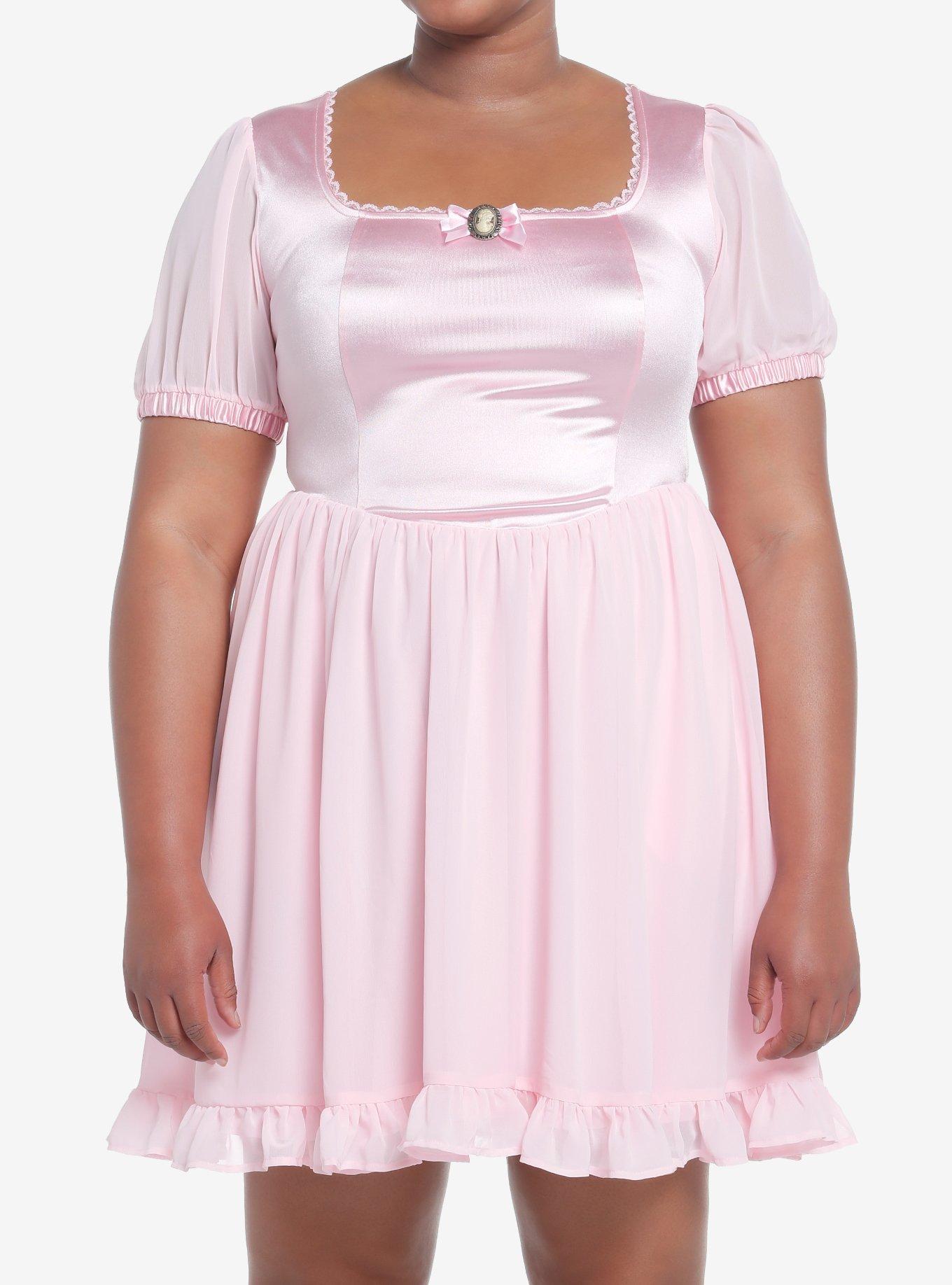 Sweet Society Pink Cameo Chiffon Dress Plus Size, PINK, hi-res