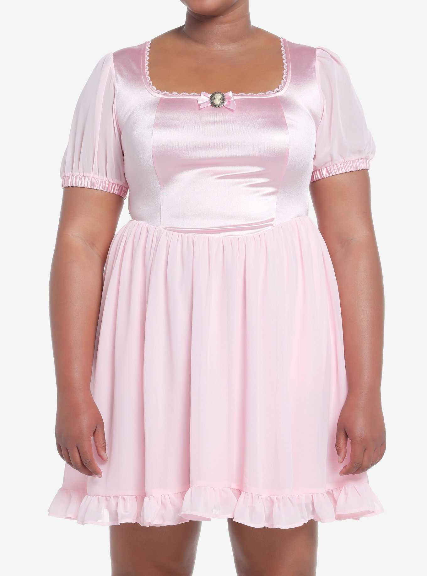 Sweet Society Pink Cameo Chiffon Dress Plus Size, , hi-res