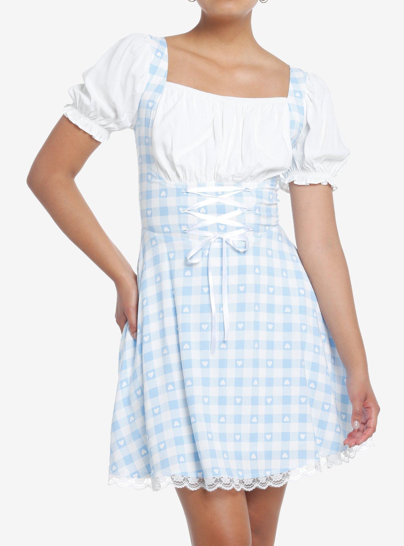 Sweet Society Blue & White Gingham Corset Dress, GINGHAM CHECK, hi-res