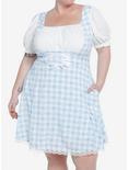 Sweet Society Blue & White Gingham Corset Dress Plus Size, GINGHAM CHECK, hi-res