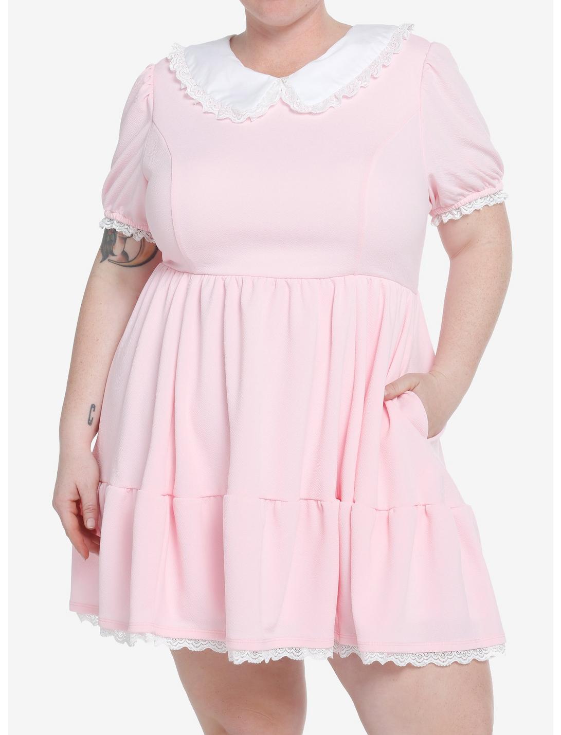 Sweet Society Pink Collared Dress Plus Size, PINK, hi-res