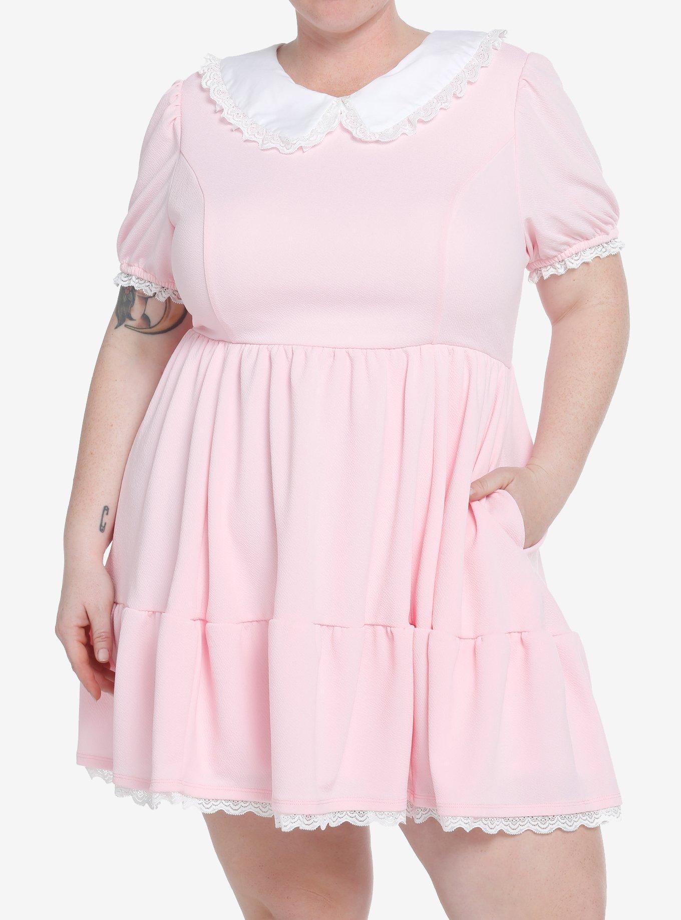 Sweet Society Pink Collared Dress Plus Size, PINK, hi-res
