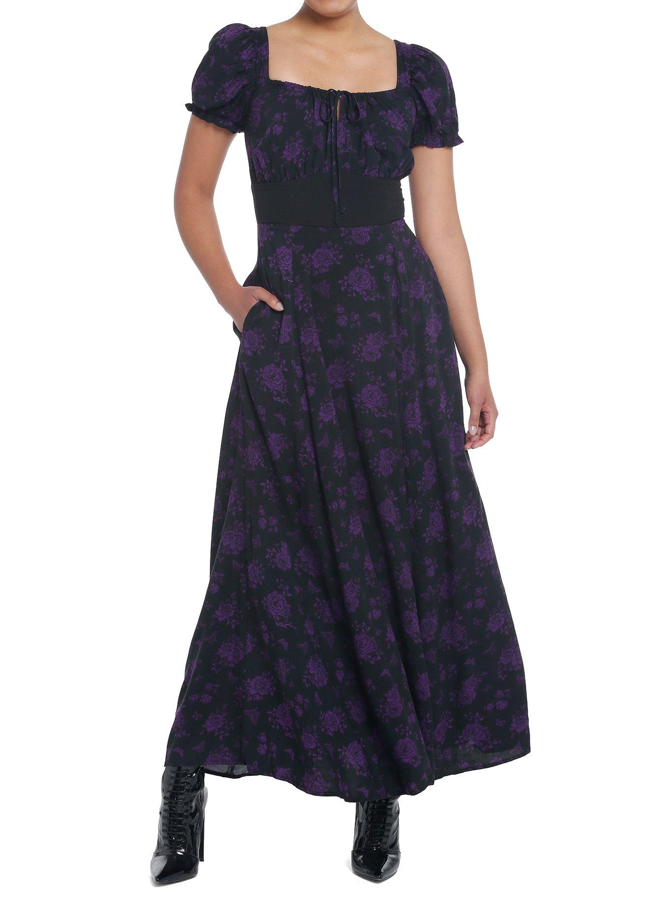 hot topic purple dress Cosmic Aura Purple Rose Maxi Dress