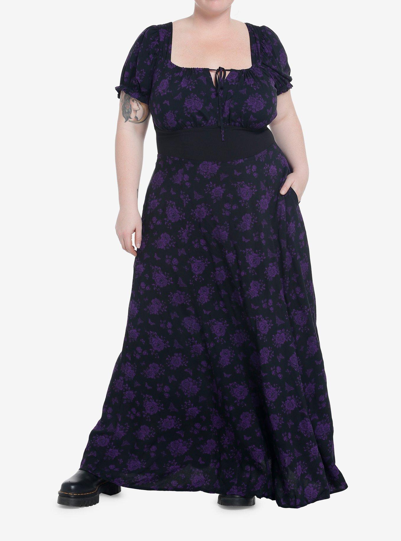Cosmic Aura Purple Rose Maxi Dress Plus Size, , hi-res
