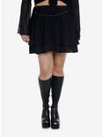 Cosmic Aura Black Grommet & Lace-Up Tiered Skirt Plus Size, BLACK, hi-res