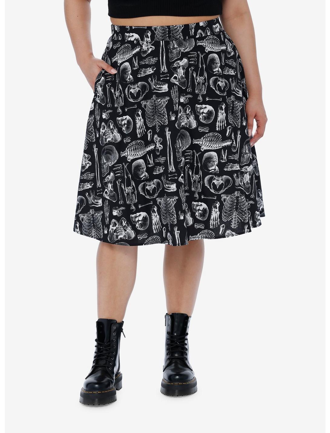 Social Collision Skeleton Midi Skirt Plus Size, BLACK, hi-res