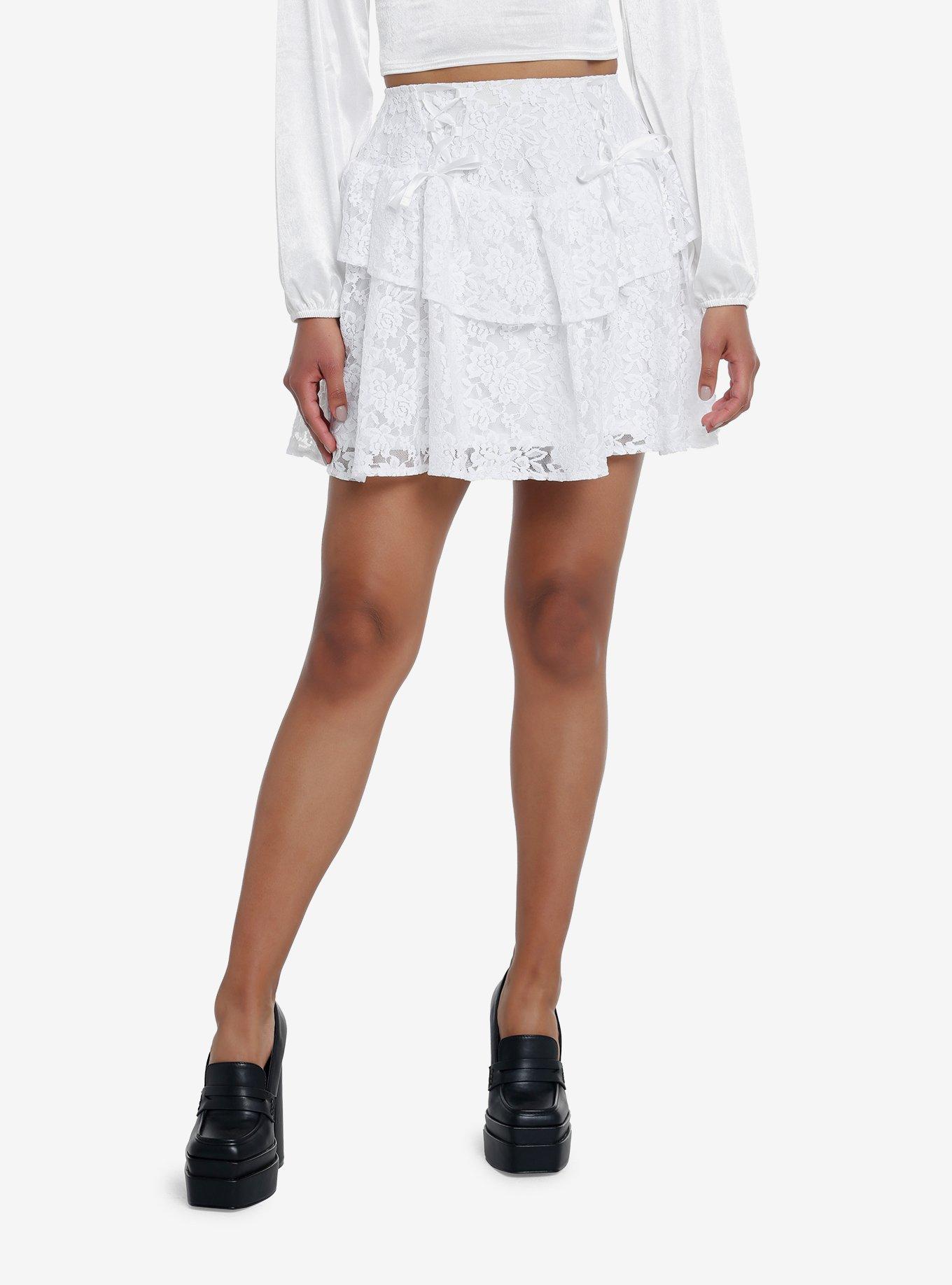 White lace tiered on sale skirt