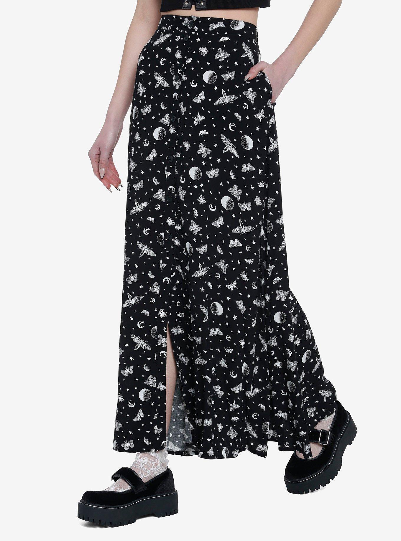 Black Celestial Moth Maxi Skirt Hot Topic