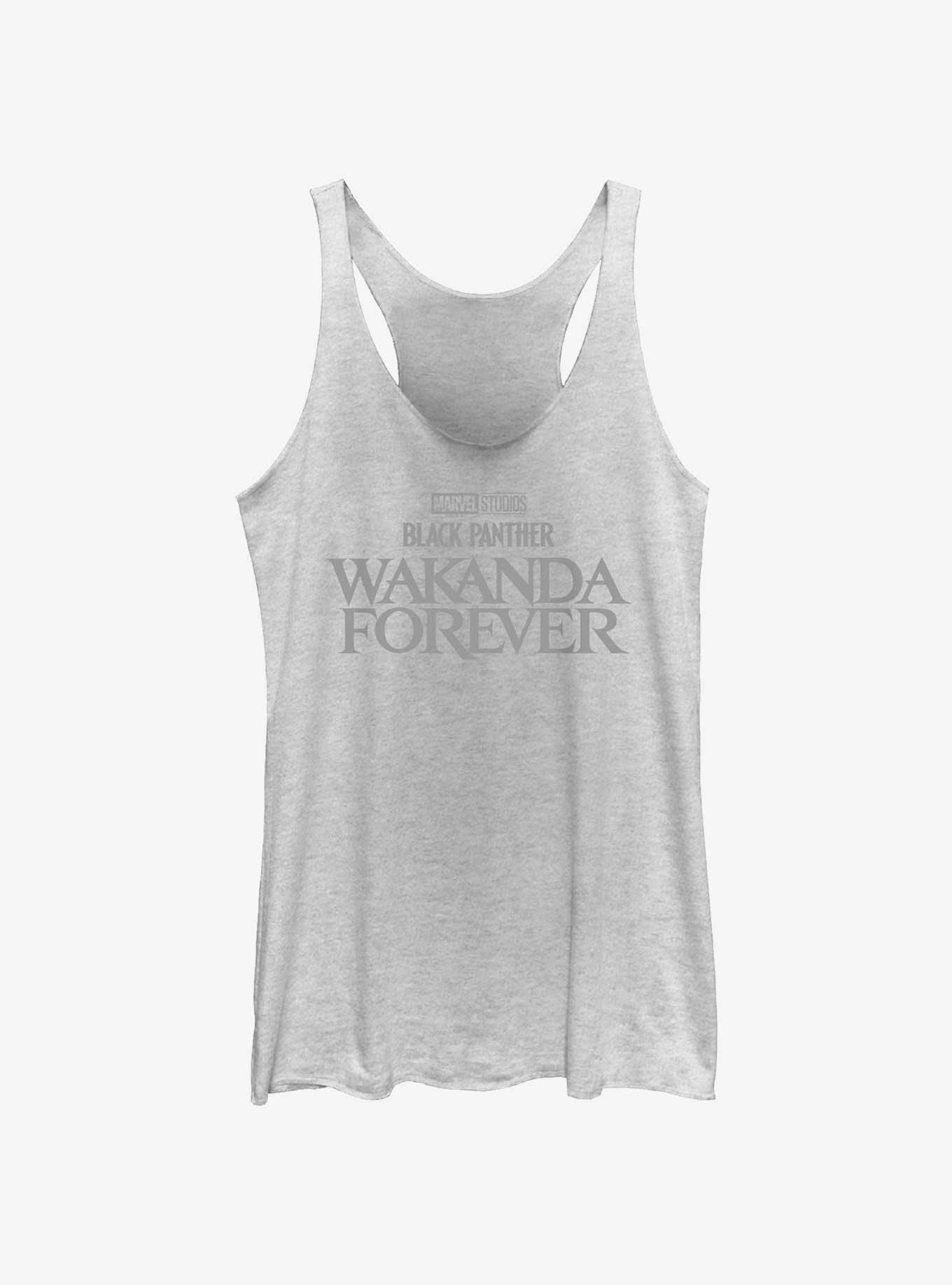 Marvel Black Panther: Wakanda Forever Logo Womens Tank Top, WHITE HTR, hi-res