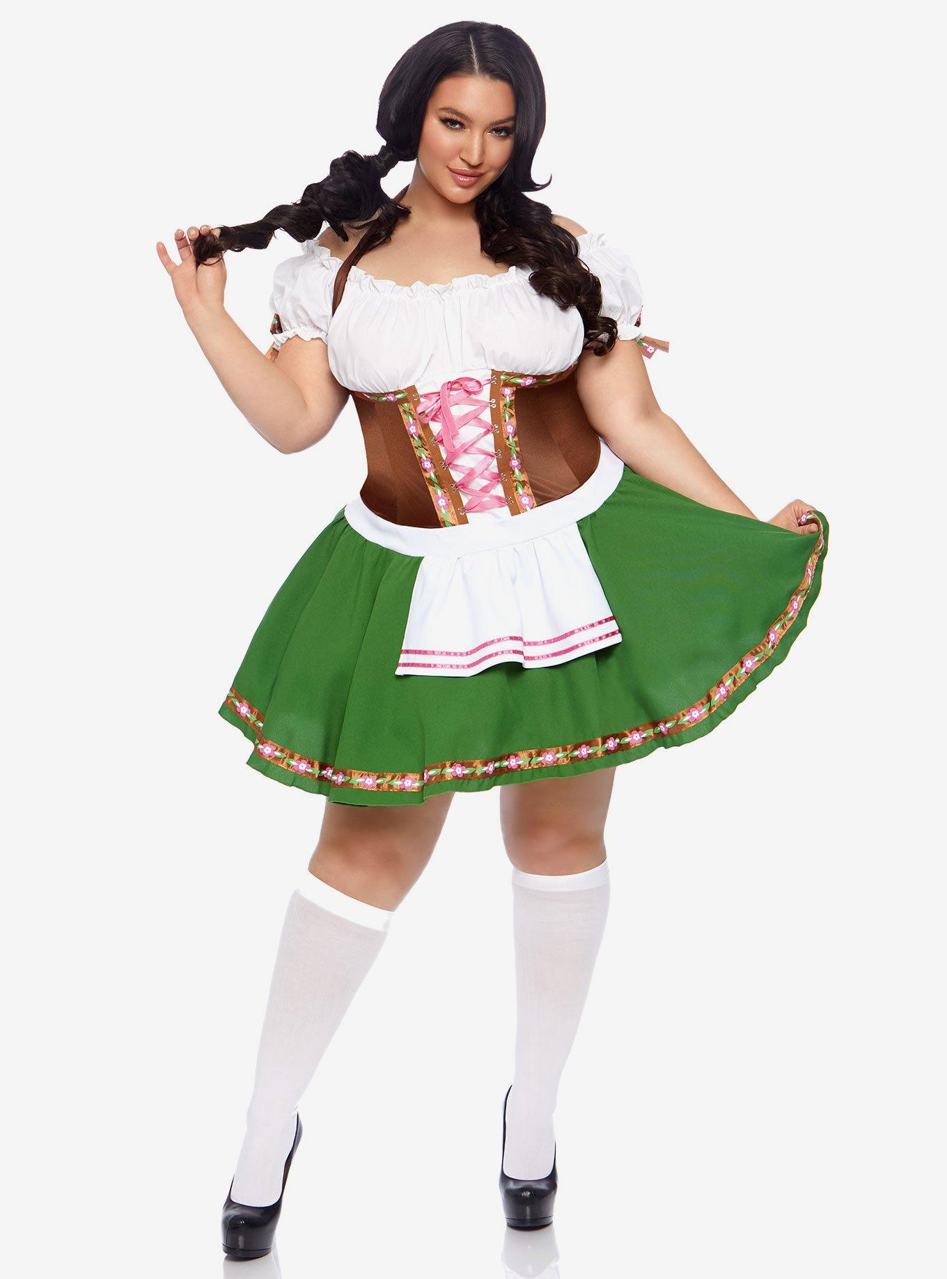 Gretchen Costume Dress with Trim Stockings Bows Plus Size, , hi-res