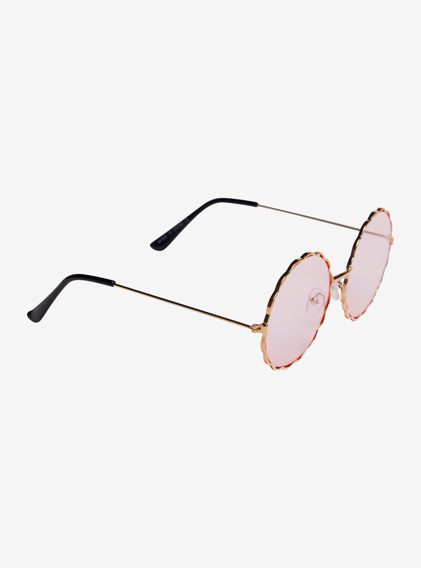 Pink Gold Round Sunglasses - Gold