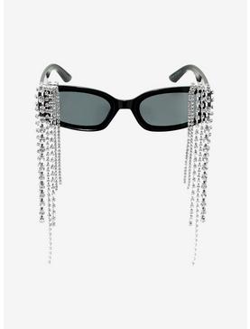 Black Rhinestone Chain Sunglasses, , hi-res