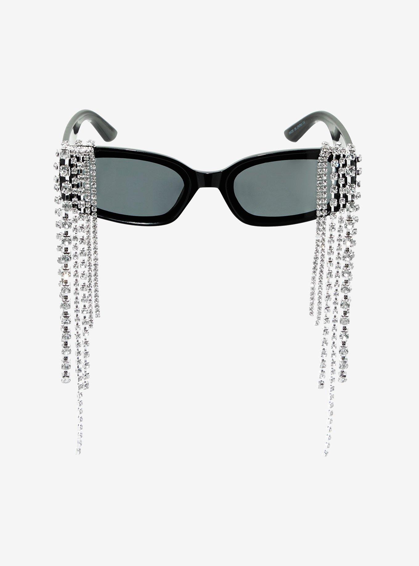 Black Rhinestone Chain Sunglasses Hot Topic