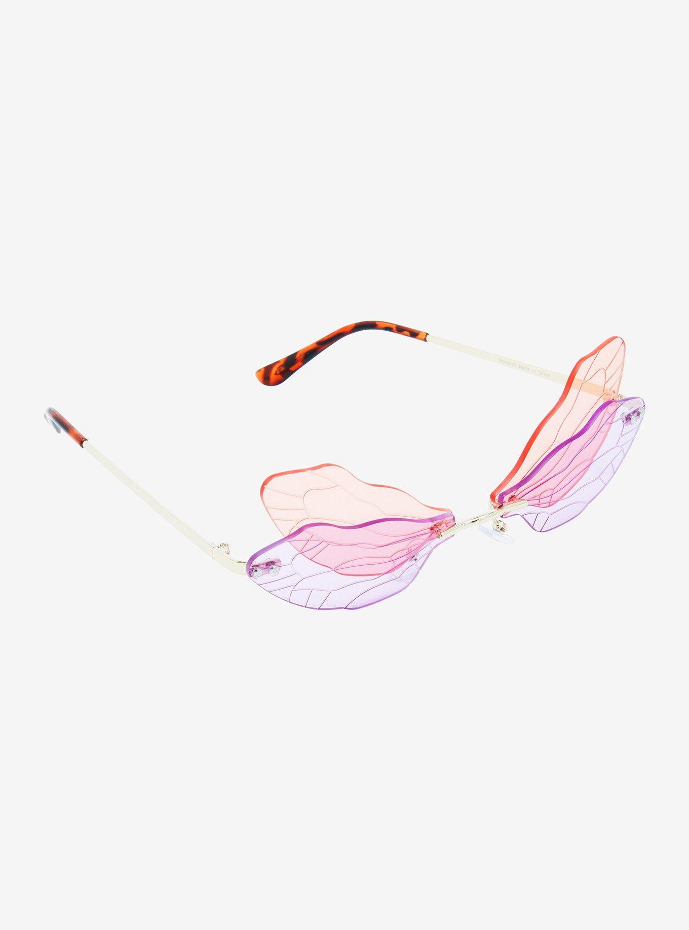 Pink & Purple Ombre Butterfly Wing Sunglasses, , hi-res