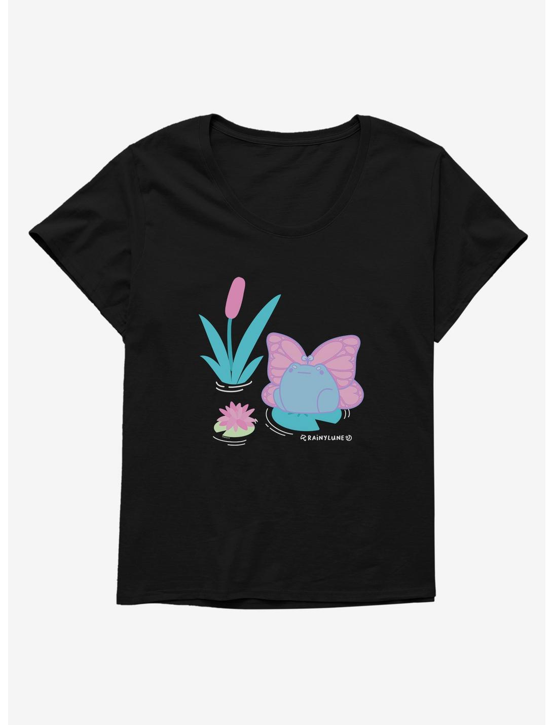 Rainylune Sprout The Frog Butterfly Womens T-Shirt Plus Size, BLACK, hi-res