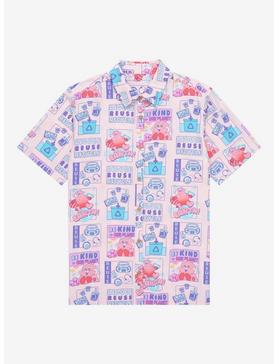 Plus Size Disney Pixar Turning Red Allover Print Earth Day Woven Button Up - BoxLunch Exclusive, , hi-res