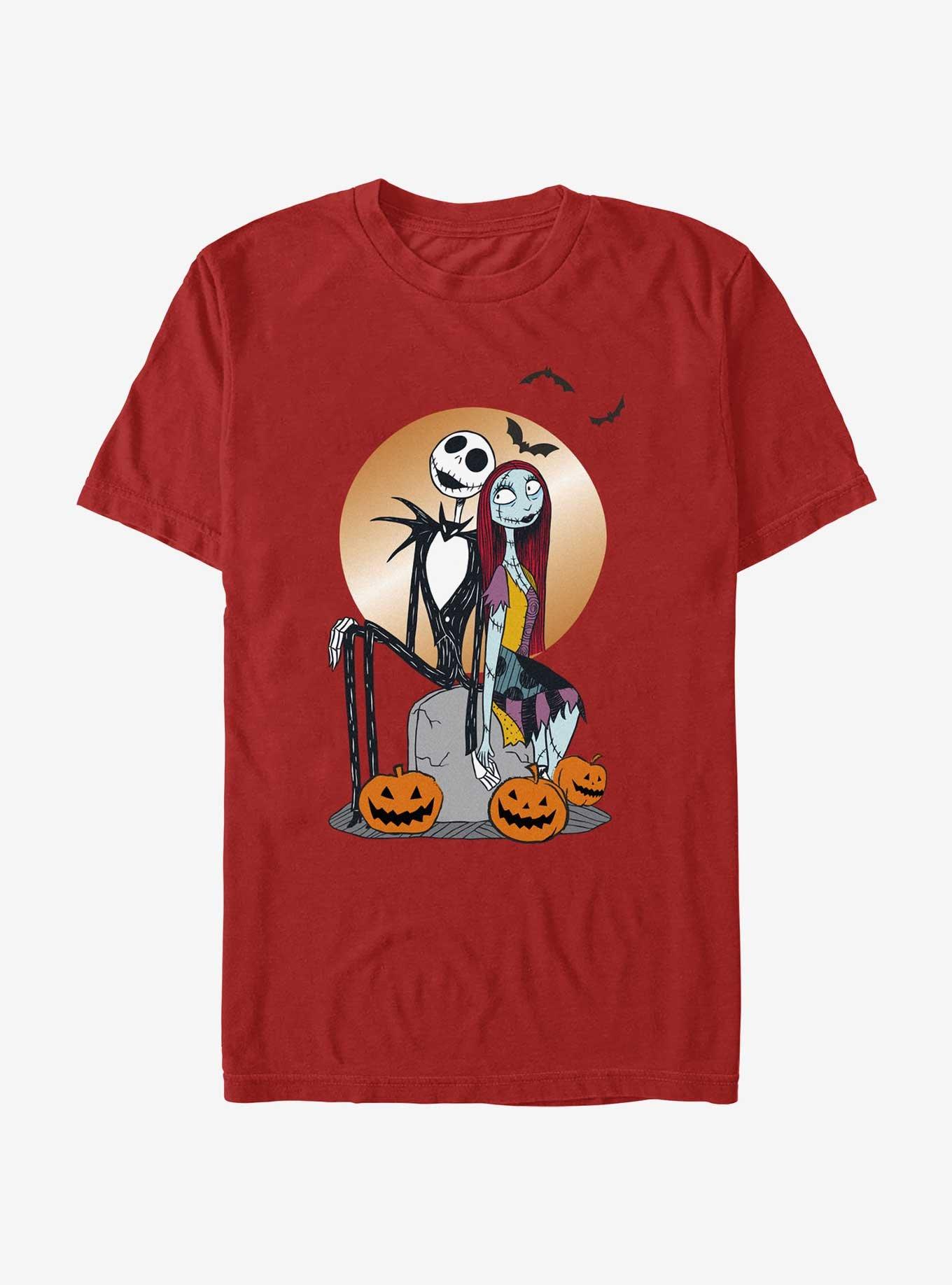 Disney The Nightmare Before Christmas Jack and Sally Holding Hands T-Shirt, RED, hi-res