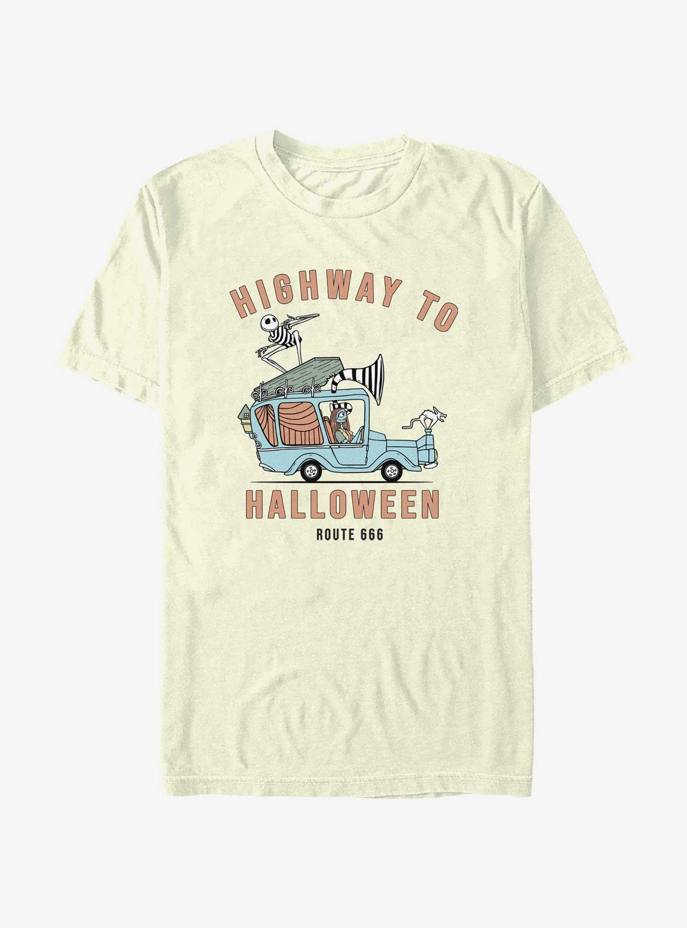 Disney The Nightmare Before Christmas Jack & Sally Route 666 Highway To Halloween T-Shirt, NATURAL, hi-res