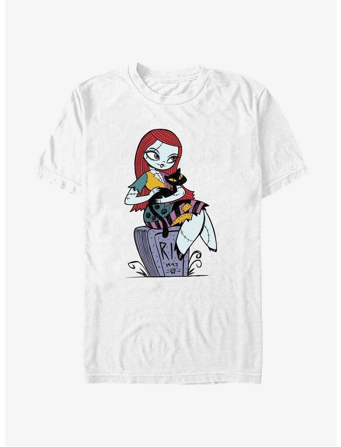 Disney The Nightmare Before Christmas Sally and Black Cat T-Shirt, WHITE, hi-res