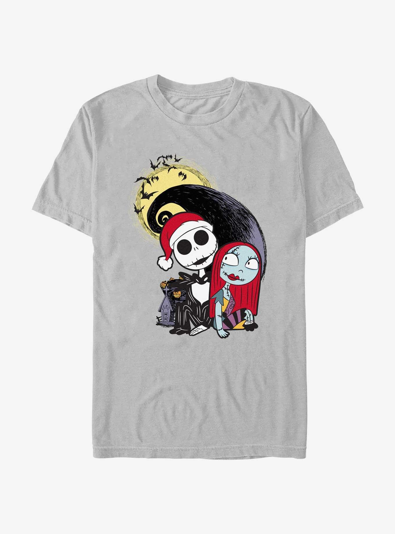 Disney The Nightmare Before Christmas Santa Jack and Sally T-Shirt, SILVER, hi-res