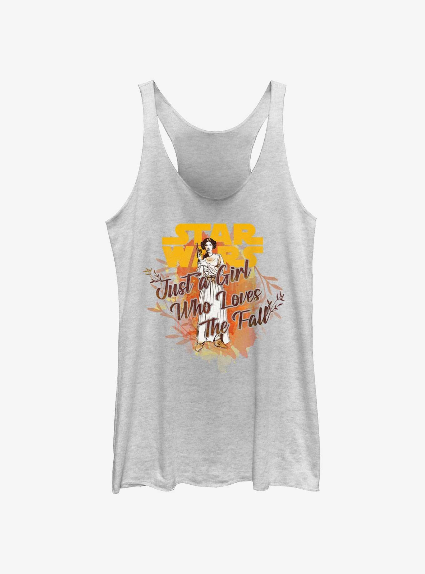 Star Wars Leia Loves The Fall Girls Tank, WHITE HTR, hi-res