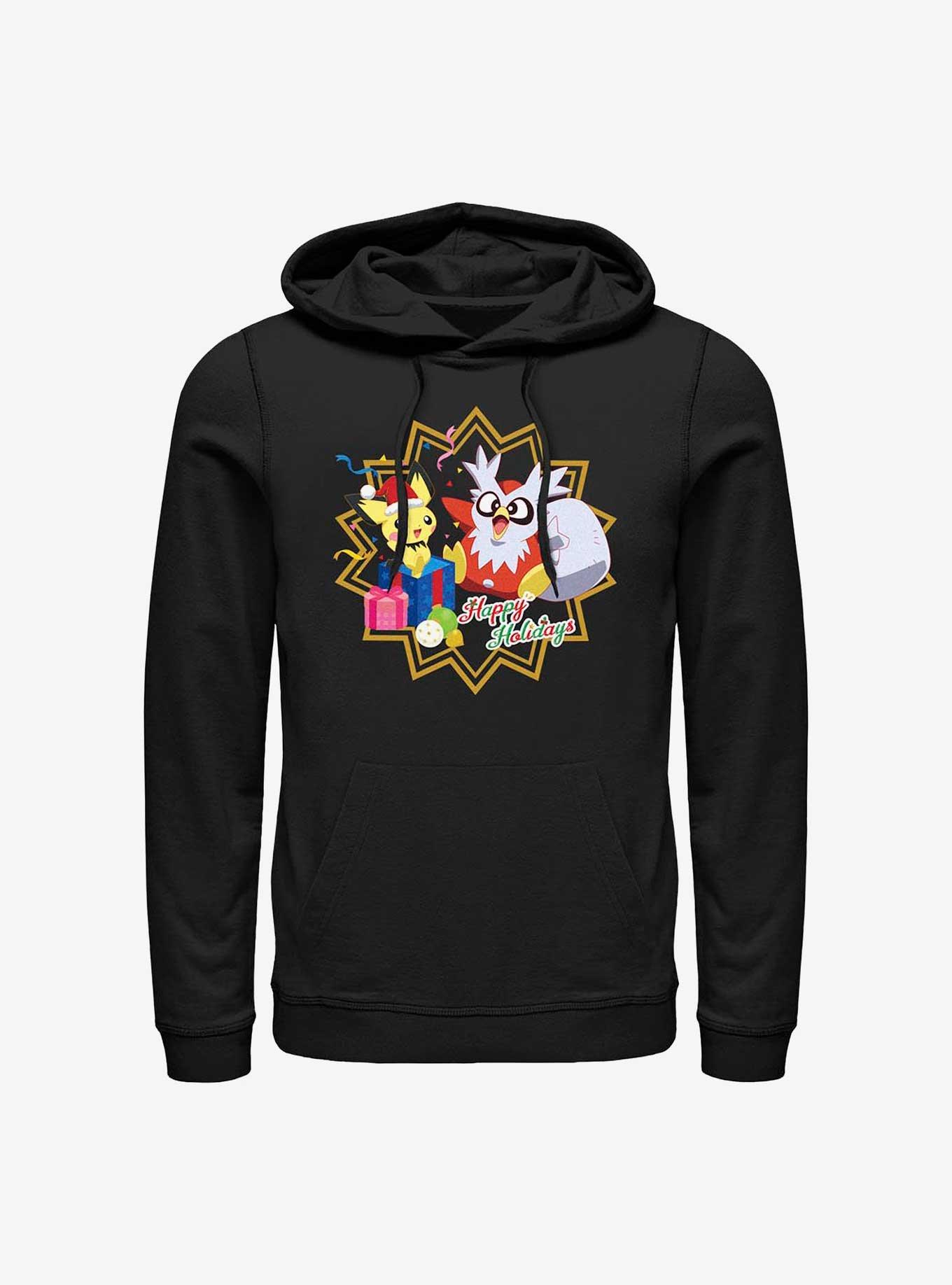 Pokemon Pichu and Delibird Holiday Party Hoodie, BLACK, hi-res