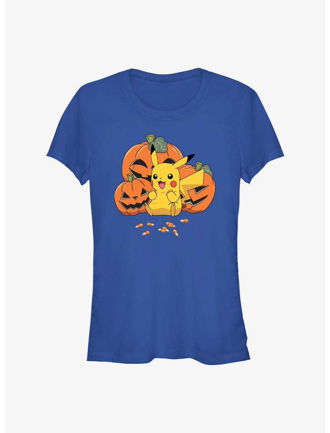 Pokemon Pikachu Pumpkins & Candy Corn Girls T-Shirt, ROYAL, hi-res