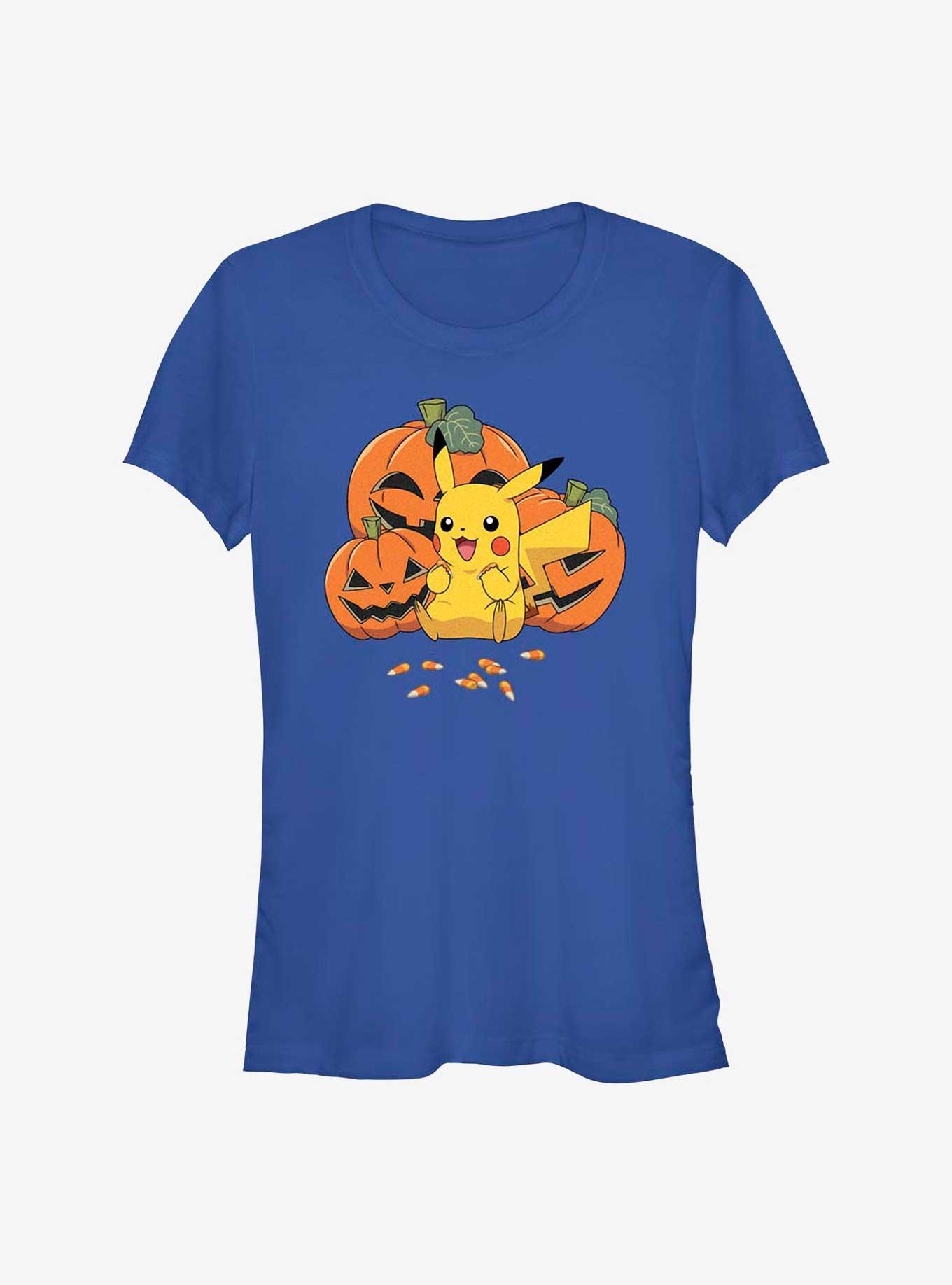Pokemon Pikachu Pumpkins & Candy Corn Girls T-Shirt, ROYAL, hi-res