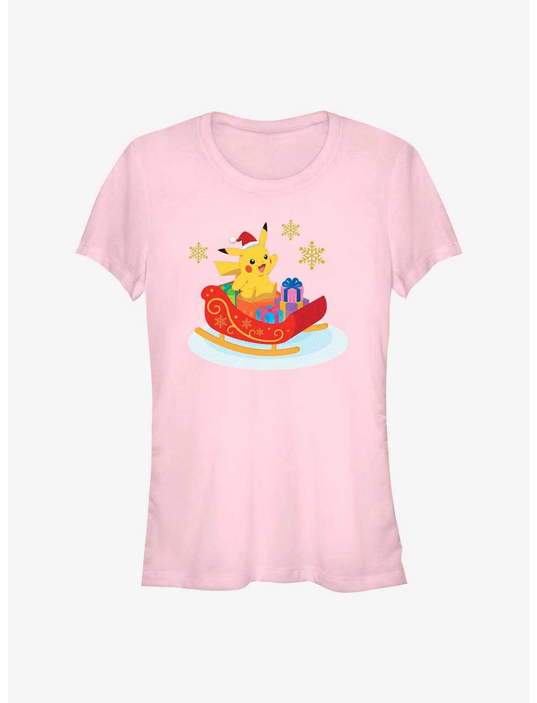 Pokemon Pikachu Sleigh Ride Girls T-Shirt, LIGHT PINK, hi-res