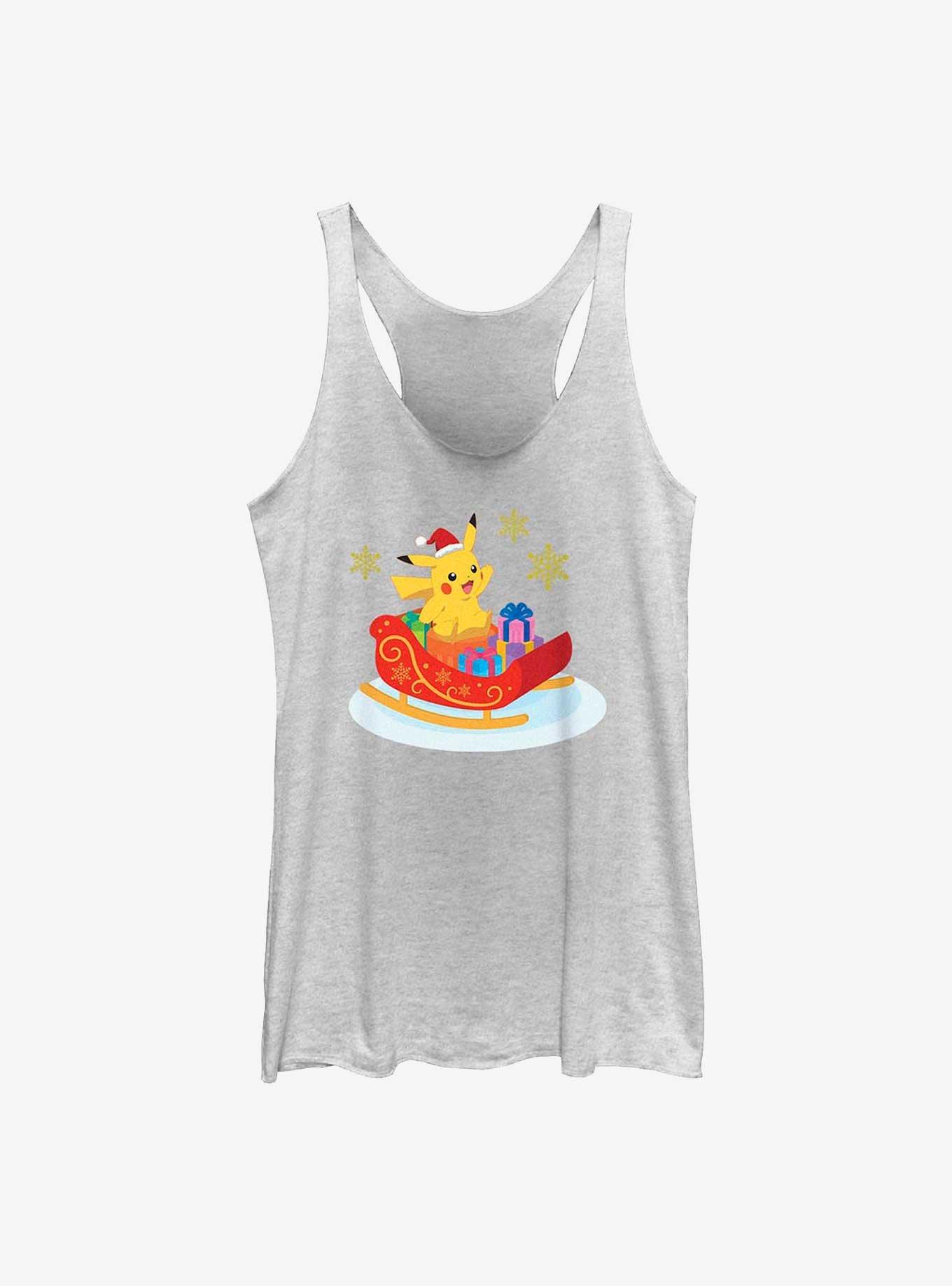 Pokemon Pikachu Sleigh Ride Girls Tank, WHITE HTR, hi-res