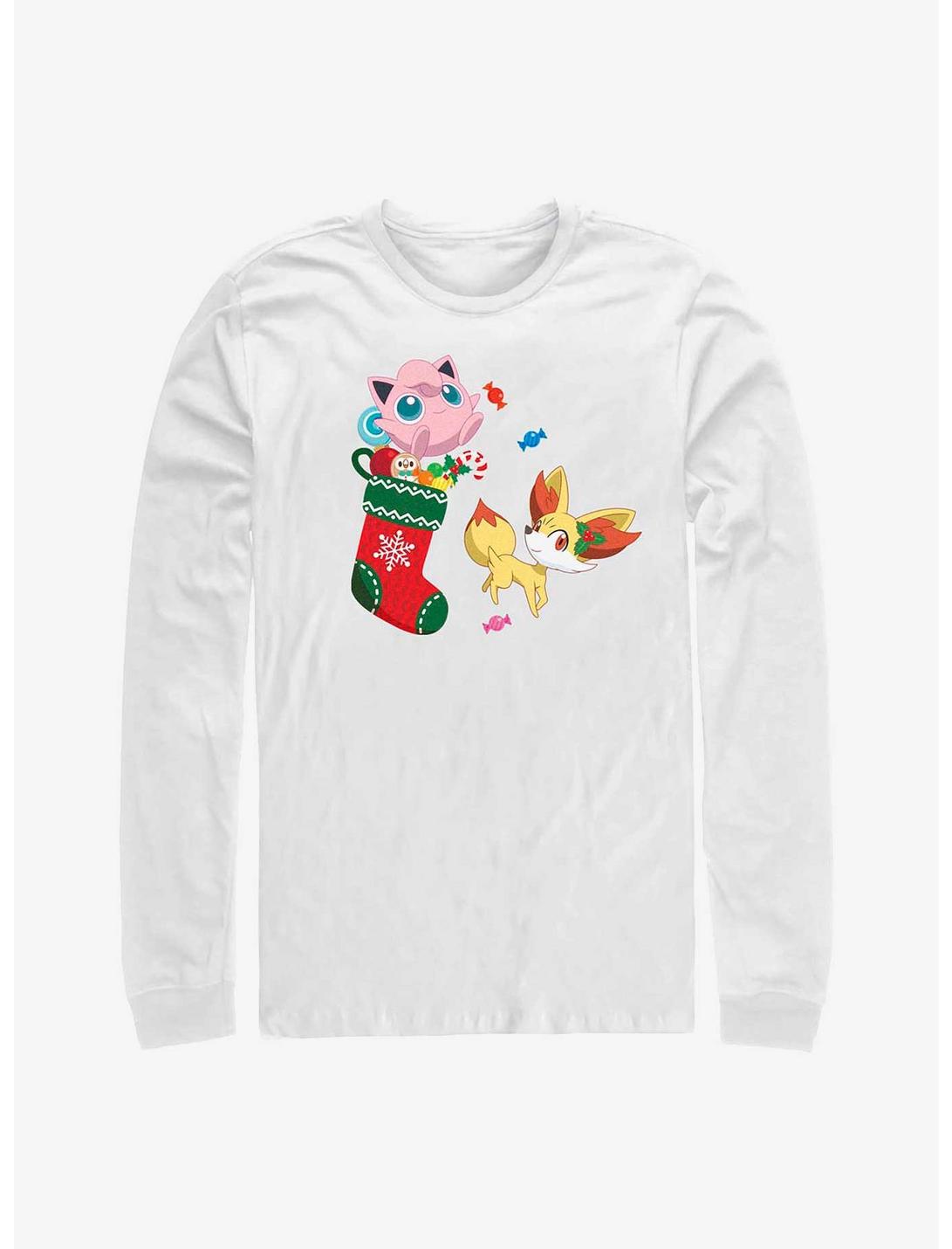 Pokemon Jiggly Puff and Fennekin Gift Stocking Long-Sleeve T-Shirt, WHITE, hi-res