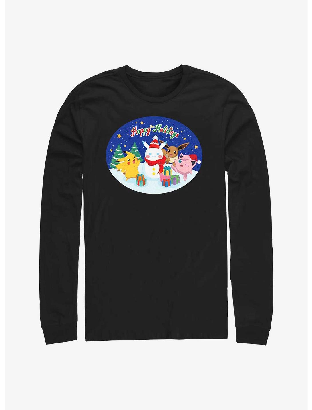 Pokemon Happy Holidays Snowman Long-Sleeve T-Shirt, BLACK, hi-res