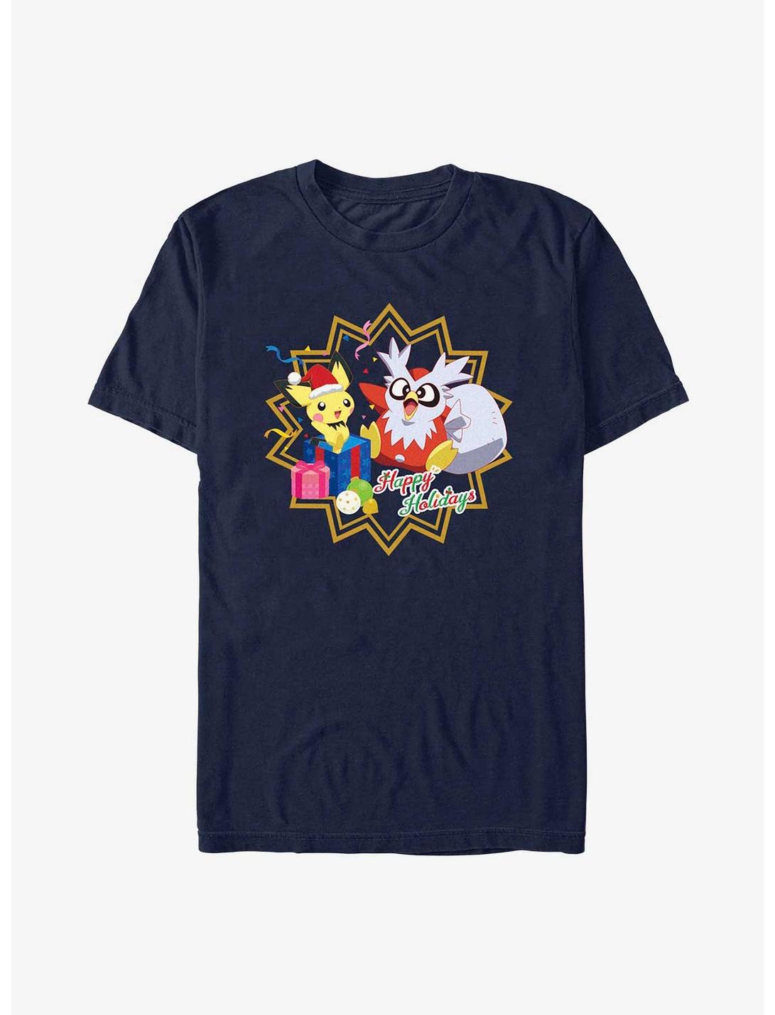 Pokemon Pichu and Delibird Holiday Party T-Shirt, NAVY, hi-res