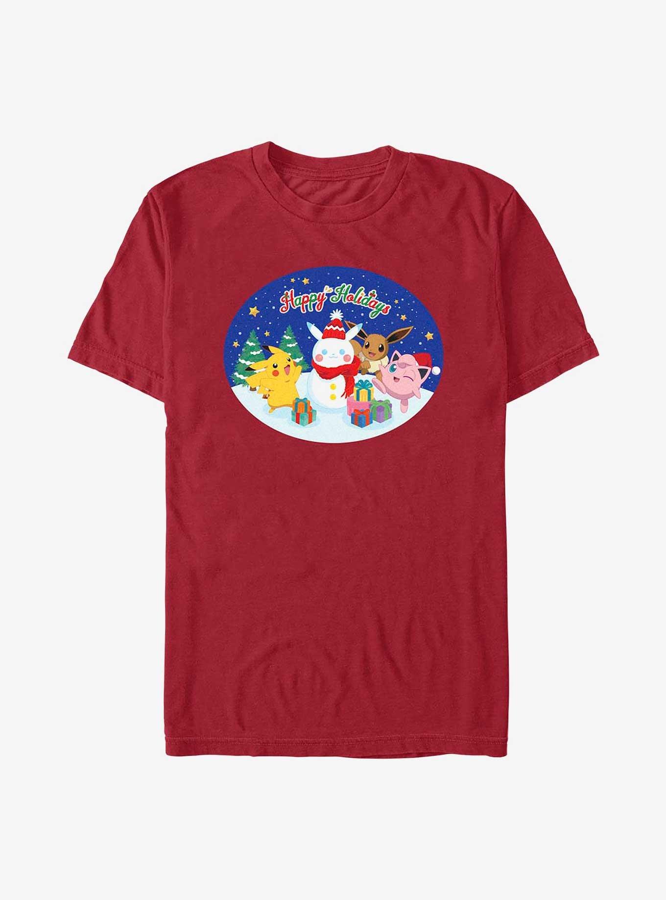 Pokemon Happy Holidays Snowman T-Shirt, CARDINAL, hi-res