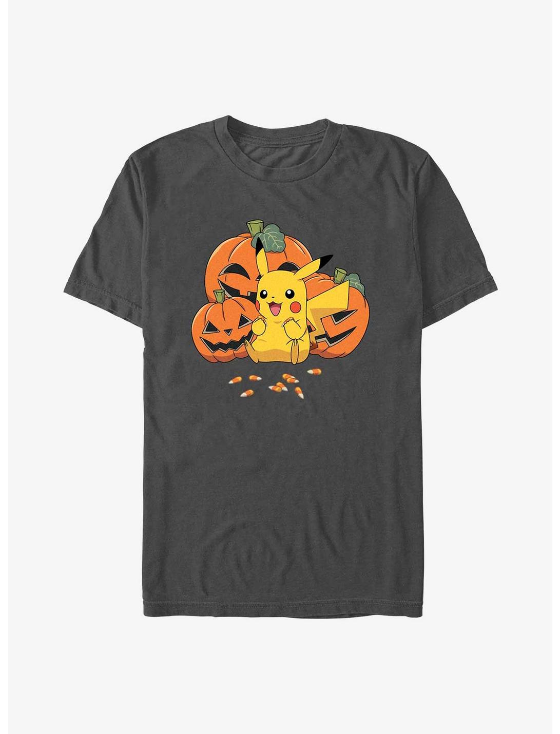 Pokemon Pikachu Pumpkins & Candy Corn T-Shirt, CHARCOAL, hi-res