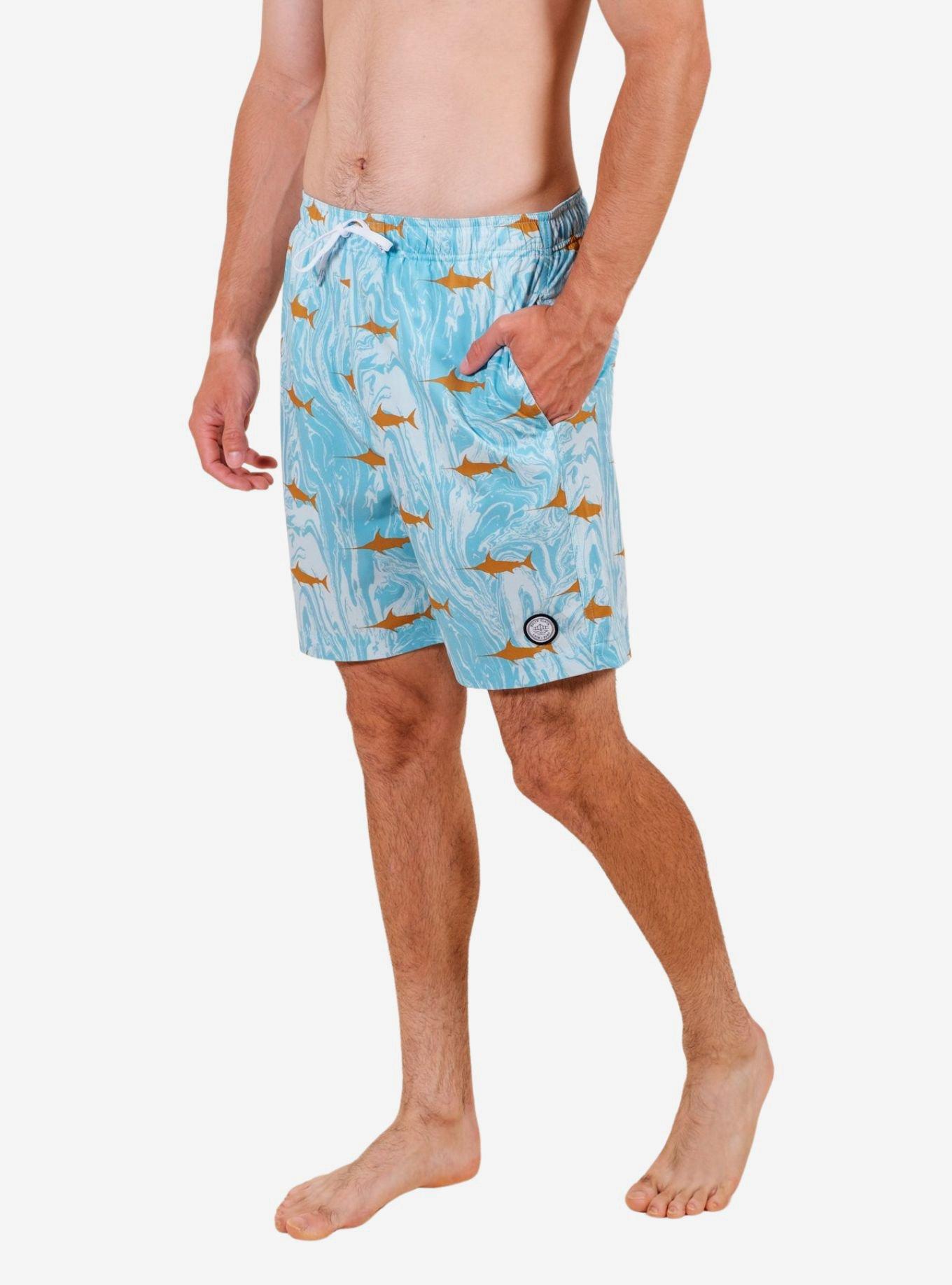 Blue Marble Swordfish Swim Trunks, BLUE, hi-res