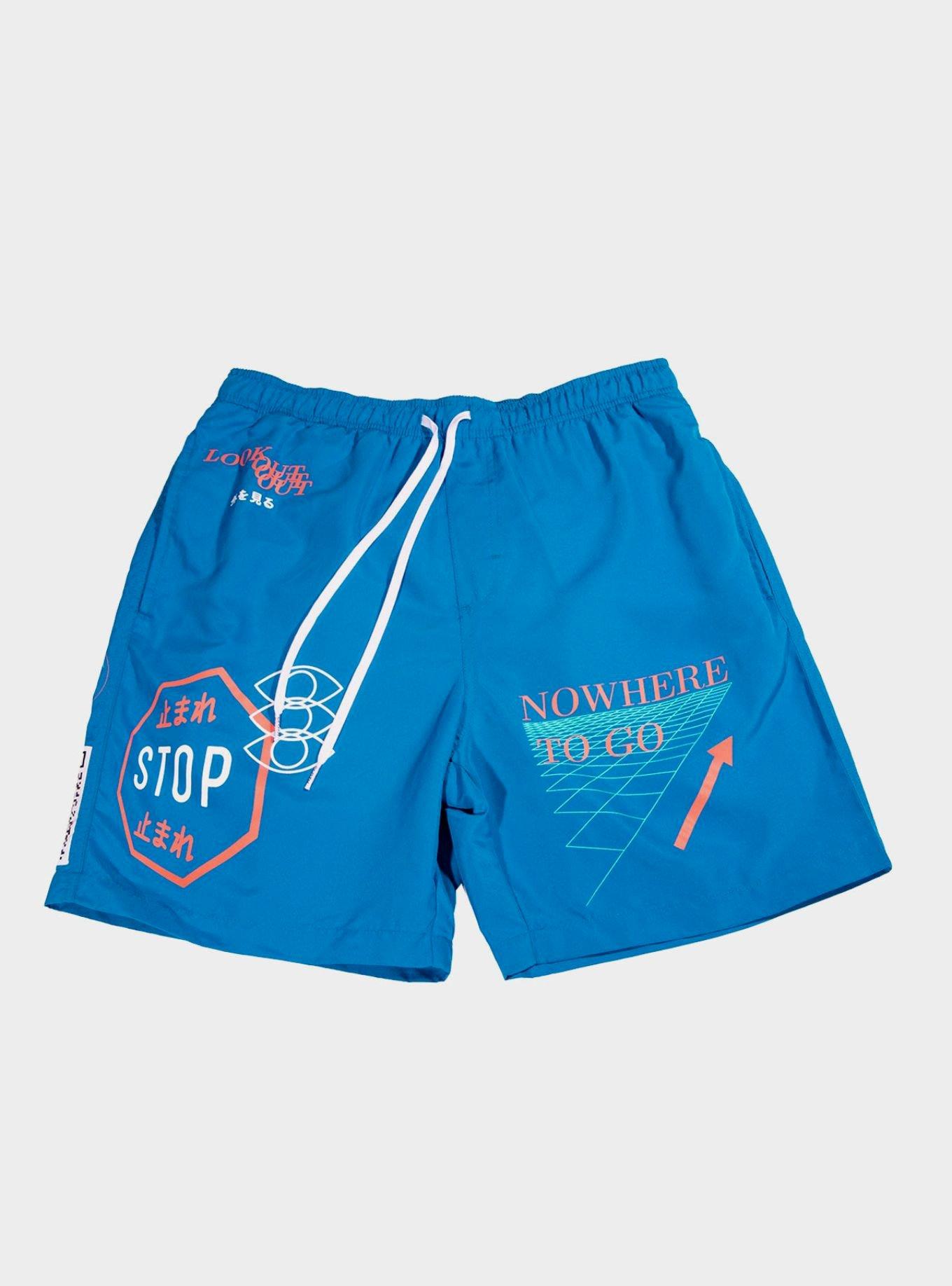 Blue Nowhere To Go Swim Trunks, BLUE, hi-res
