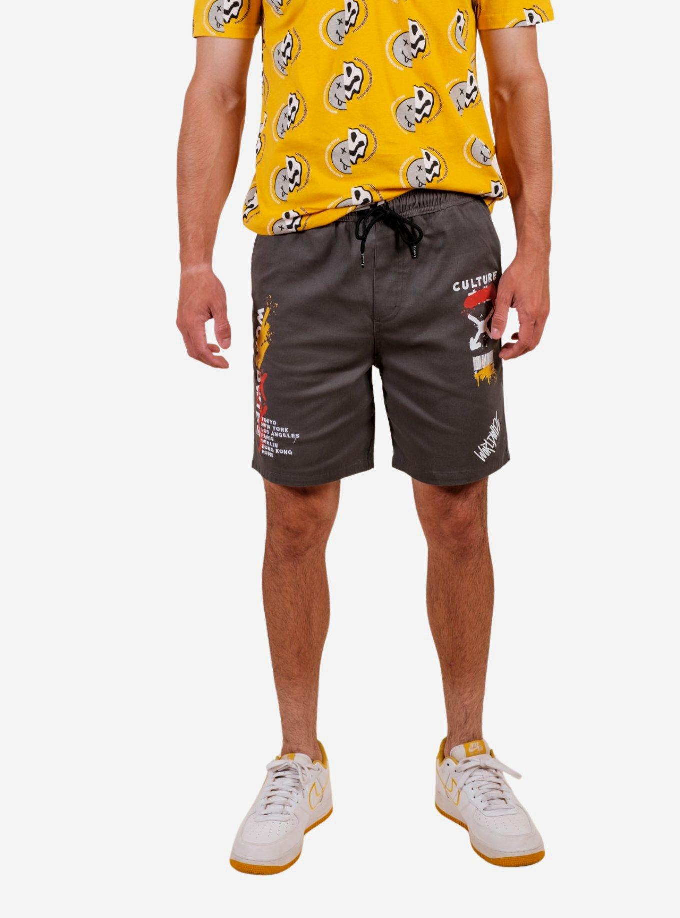 Charcoal Culture Worldwide Twill Shorts, CHARCOAL, hi-res