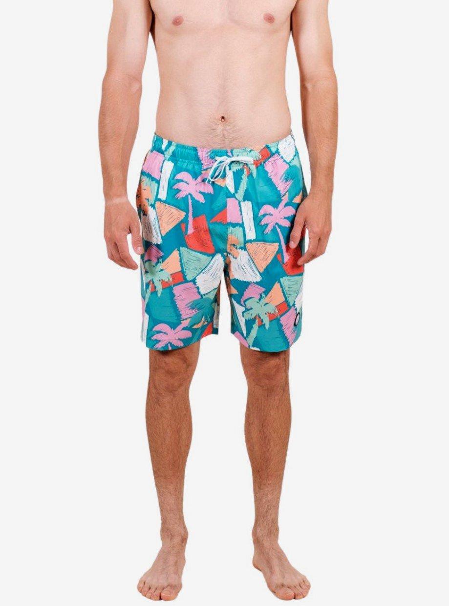 Multicolored Tropical Abstract Swim Trunks, MULTI, hi-res