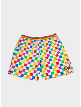 Rainbow Checker Swim Trunks, , hi-res