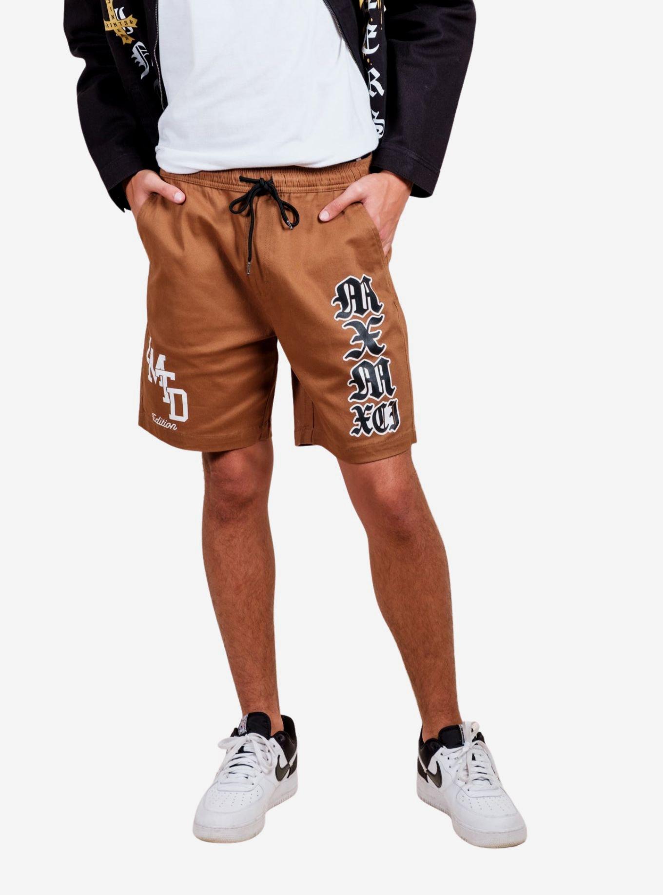 Tobacco Collegiate Twill Shorts, BROWN, hi-res