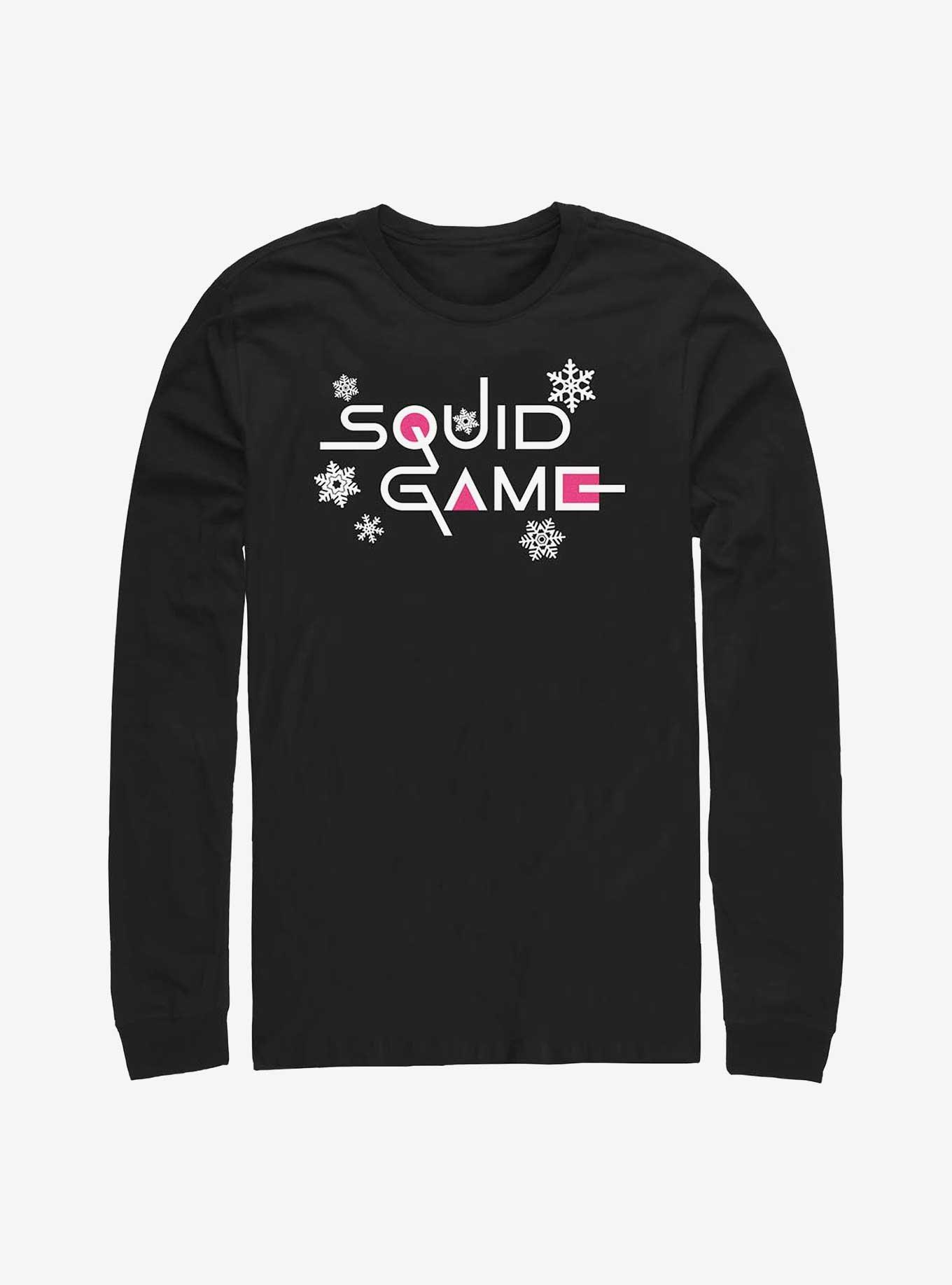 Squid Game Snowflake Logo Long-Sleeve T-Shirt, BLACK, hi-res